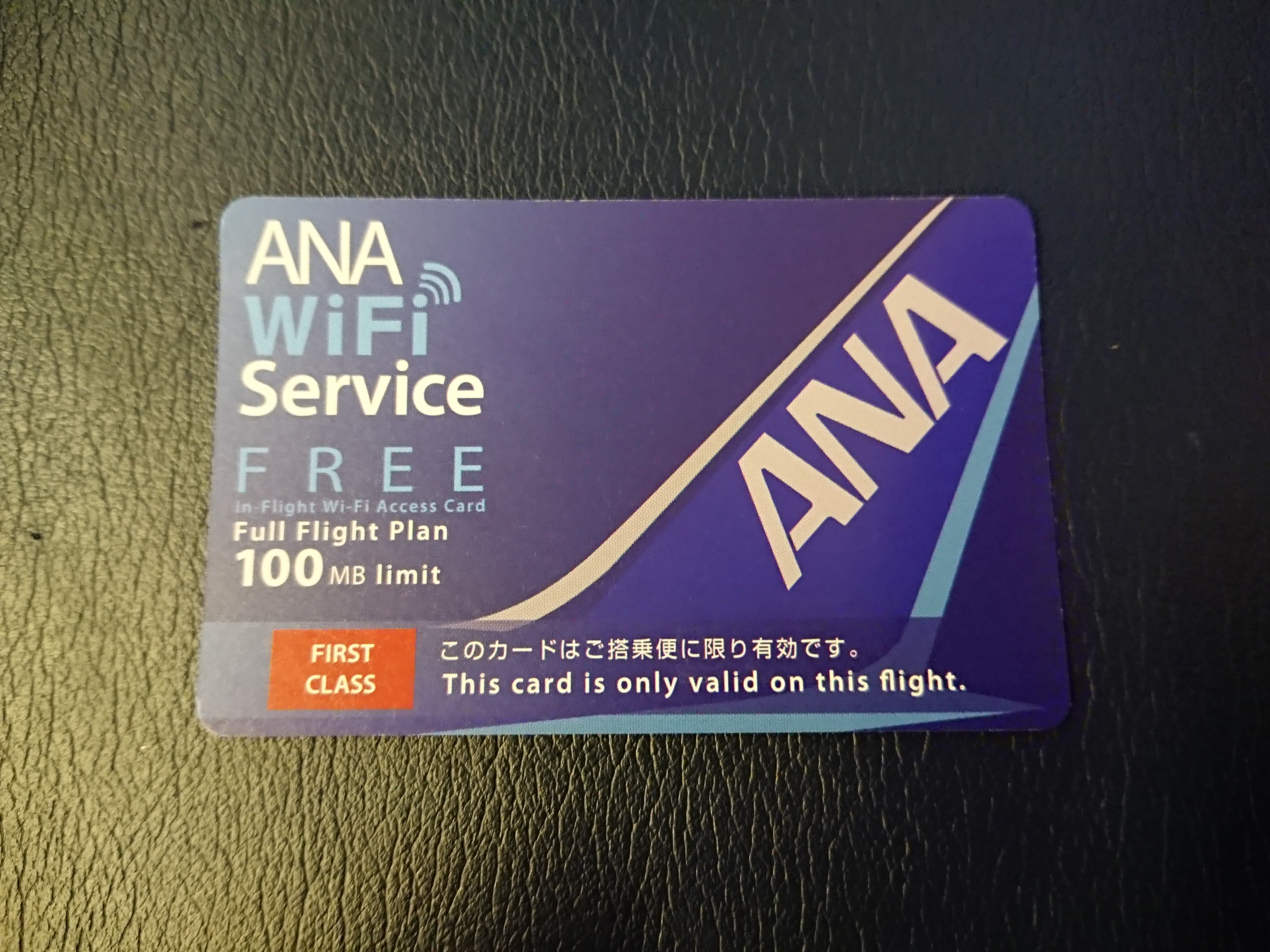 100MBのWiFi券（ファーストクラス用）
