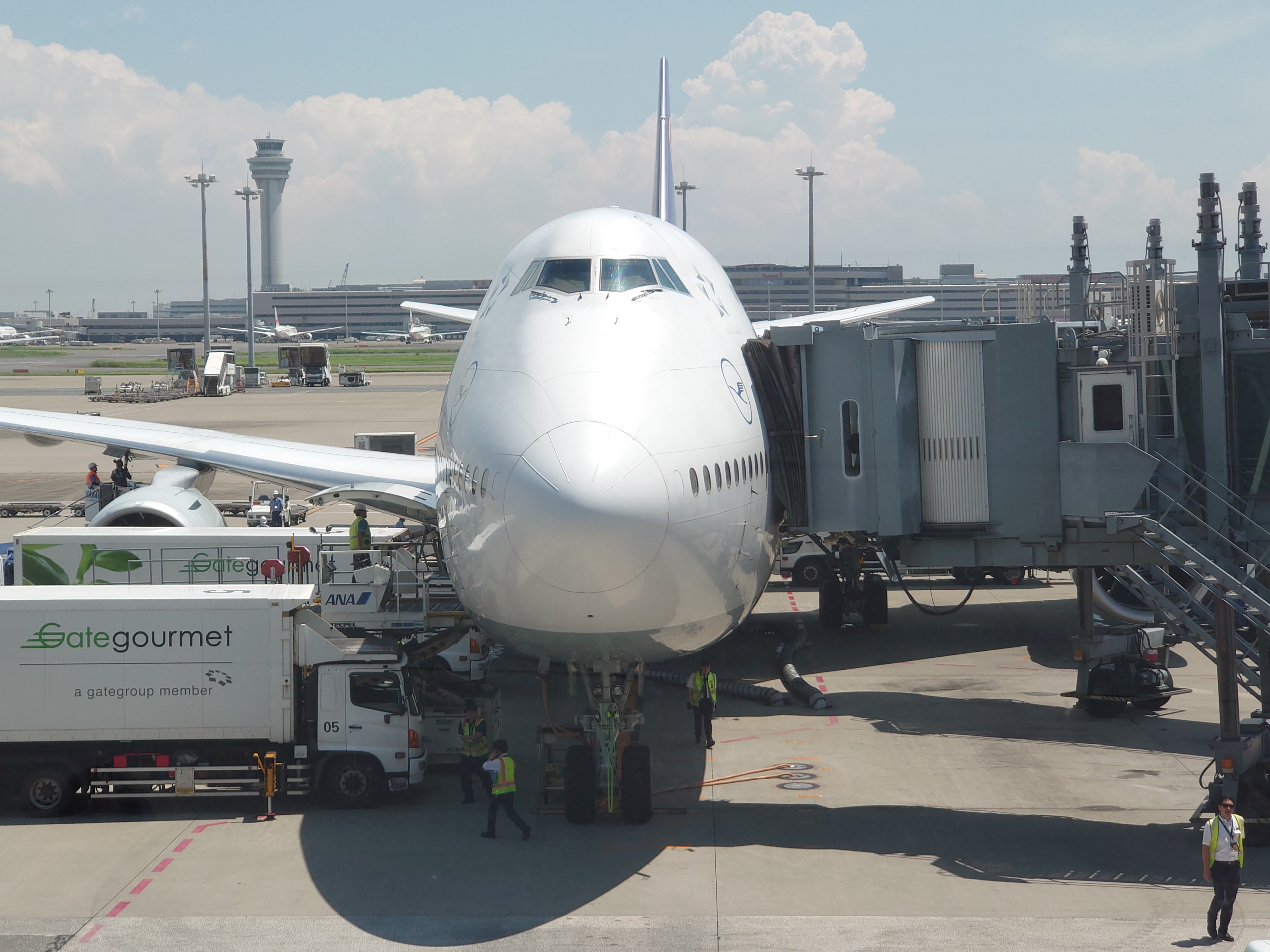 乗って来たボーイング747-8の正面（拡大）