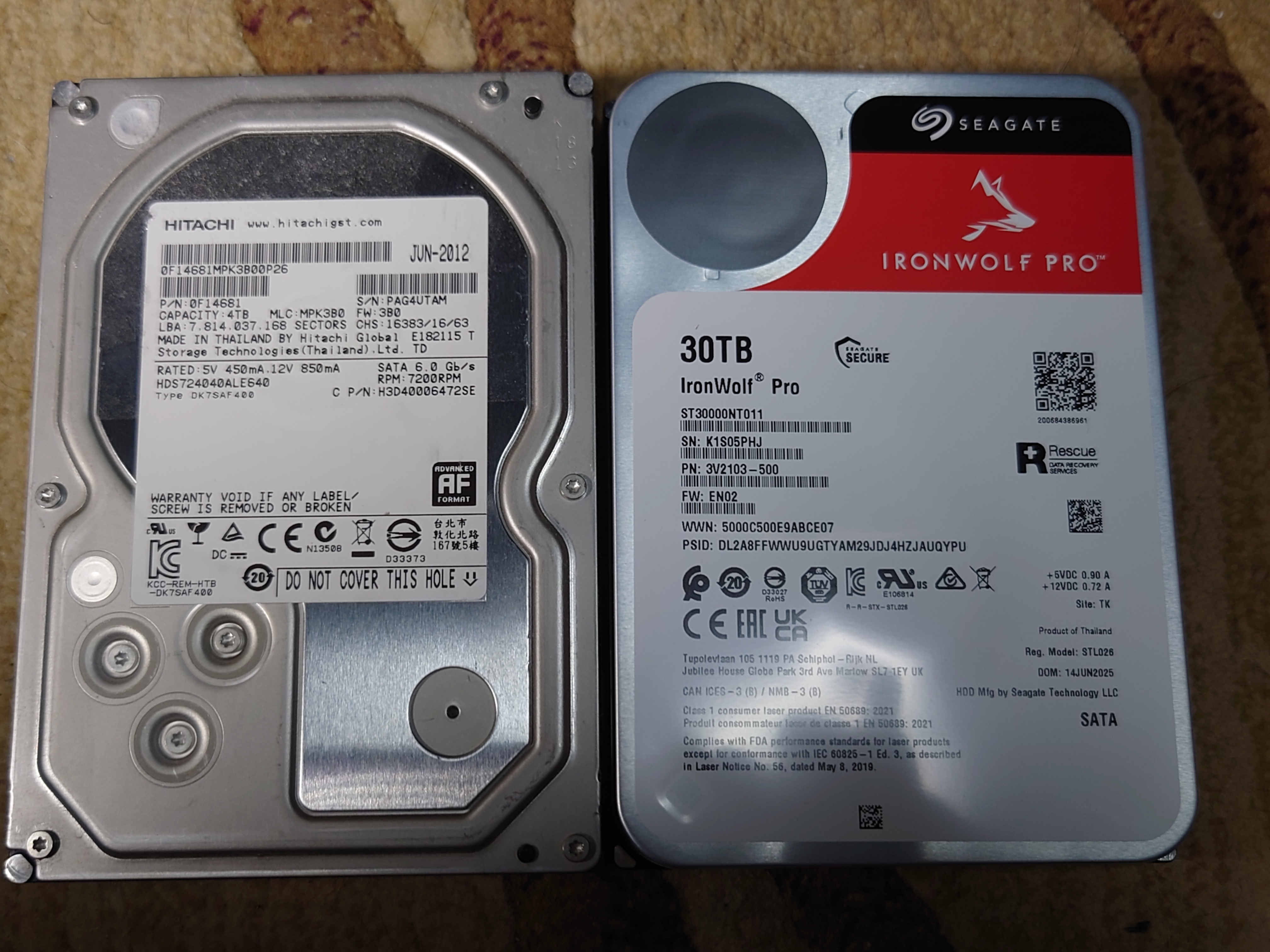 2012年の4TBのHDDとの比較