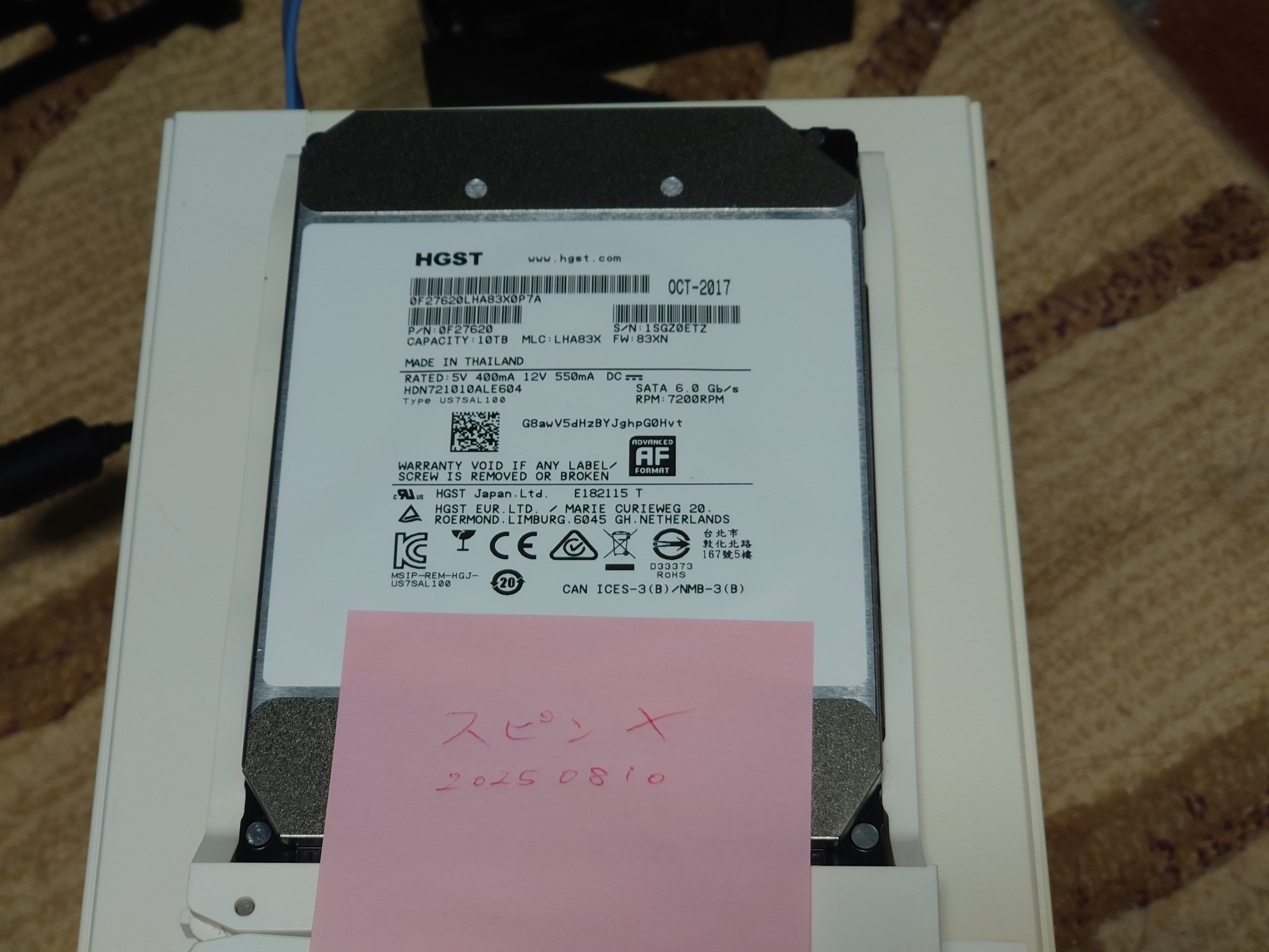TS-431Pスピンアップが出来なくなった日立製10TBのHDD