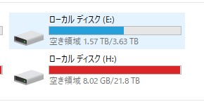 21.8TB中空き領域8.02GB