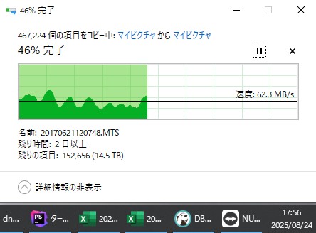 4日目だが、コピー完了は46％