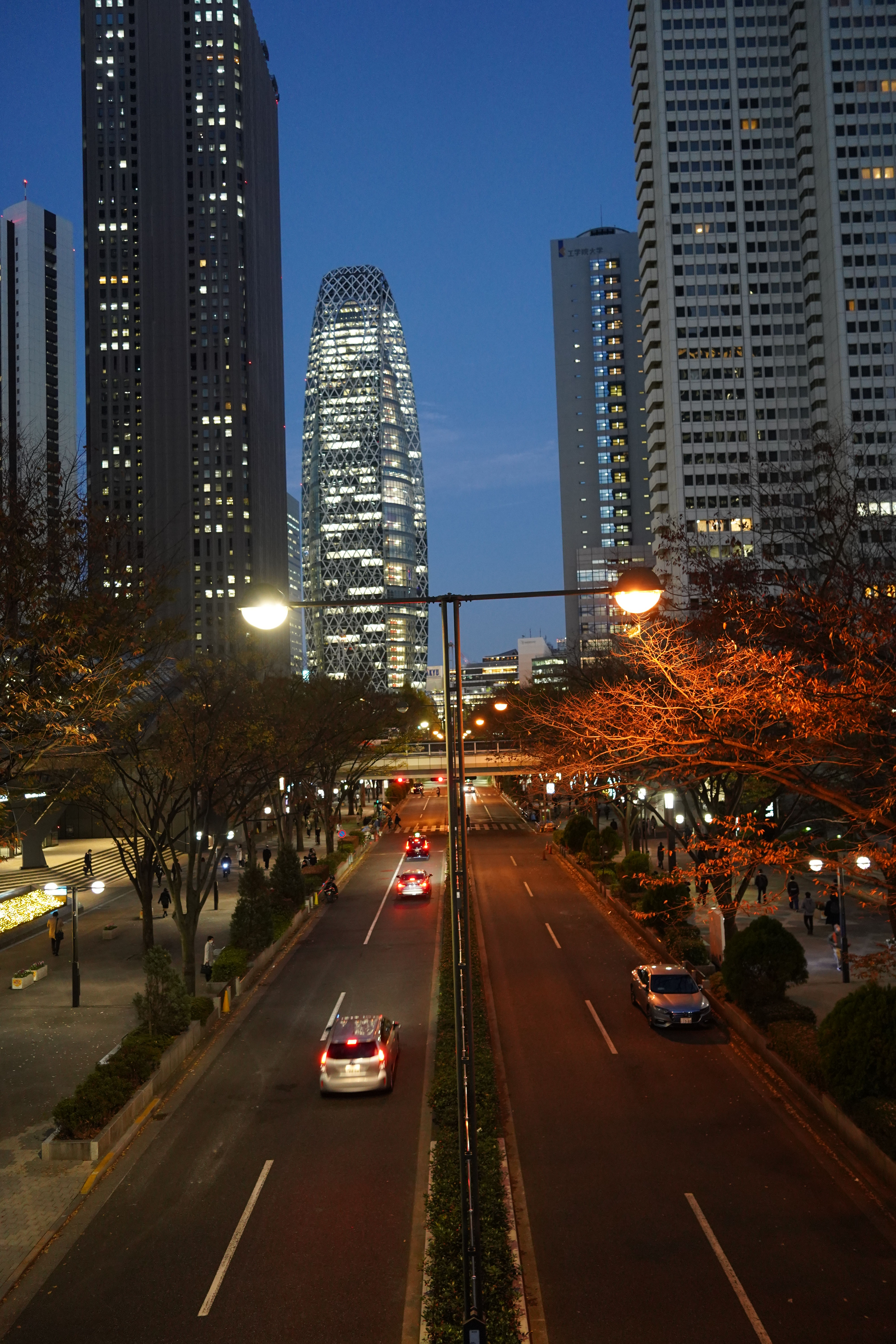 都庁から見た下の道路と夜景（縦アングル）