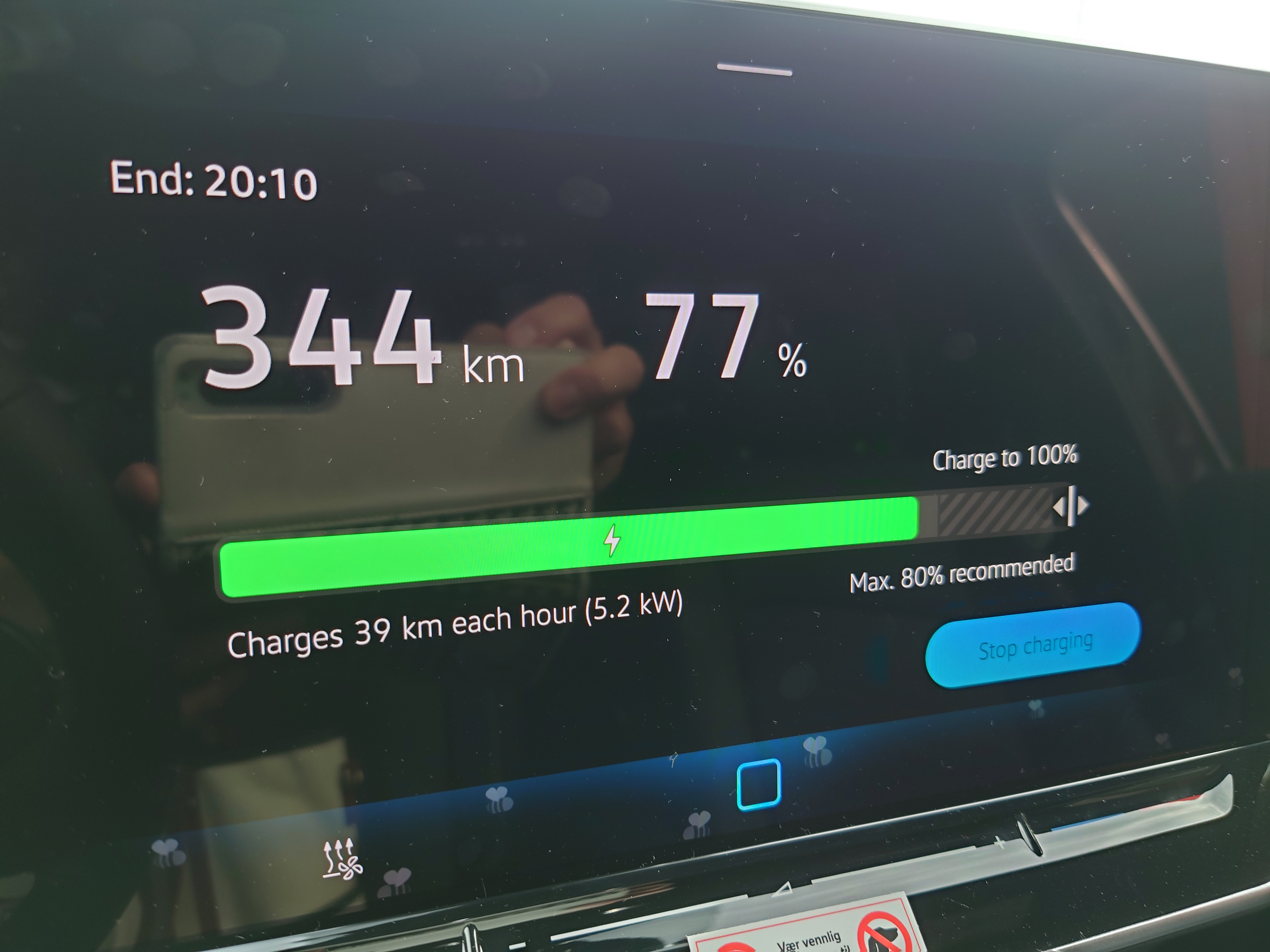 77％、433km走行可能、5.2kwh