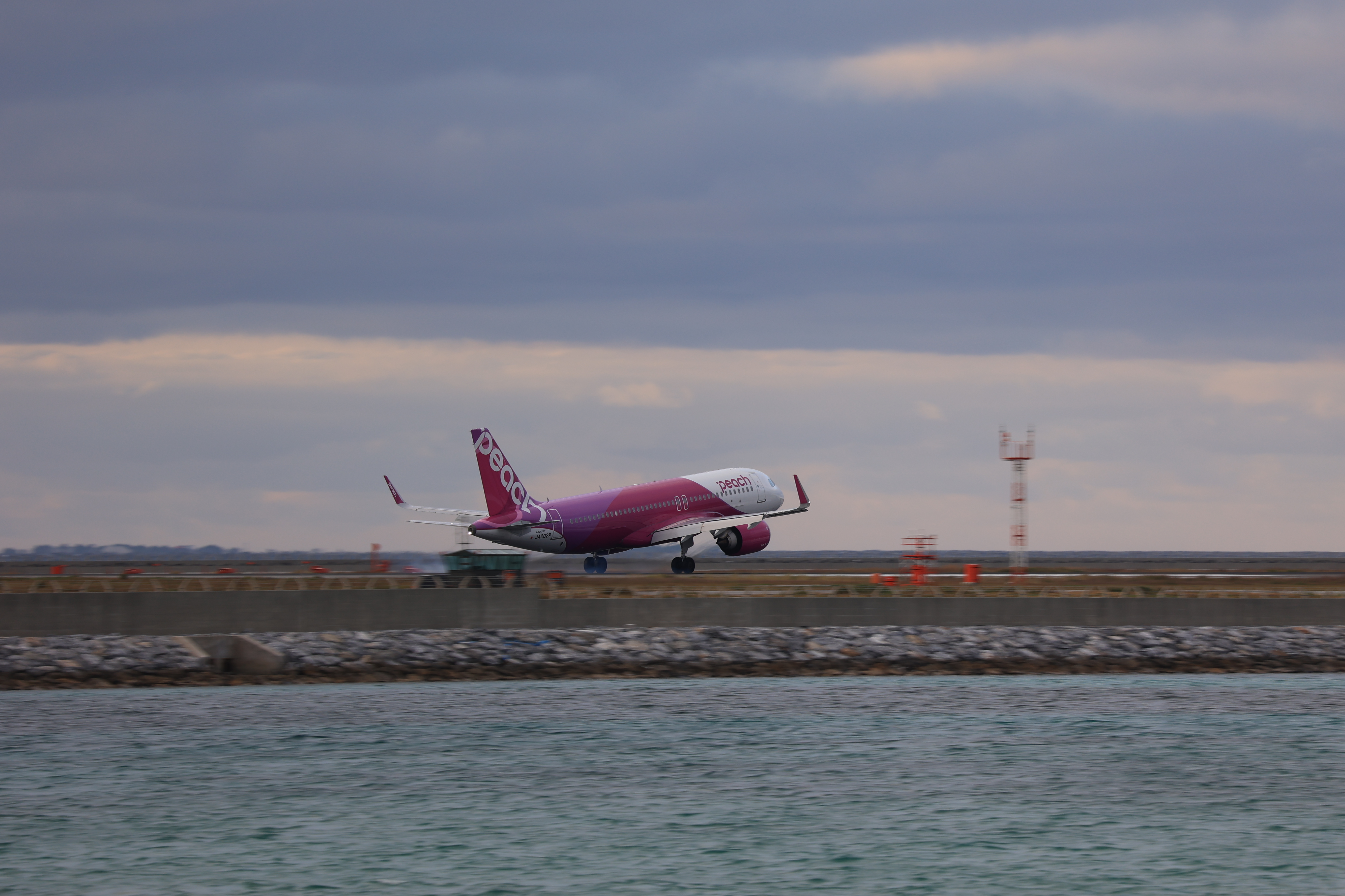 Peachの飛行機が着陸する３