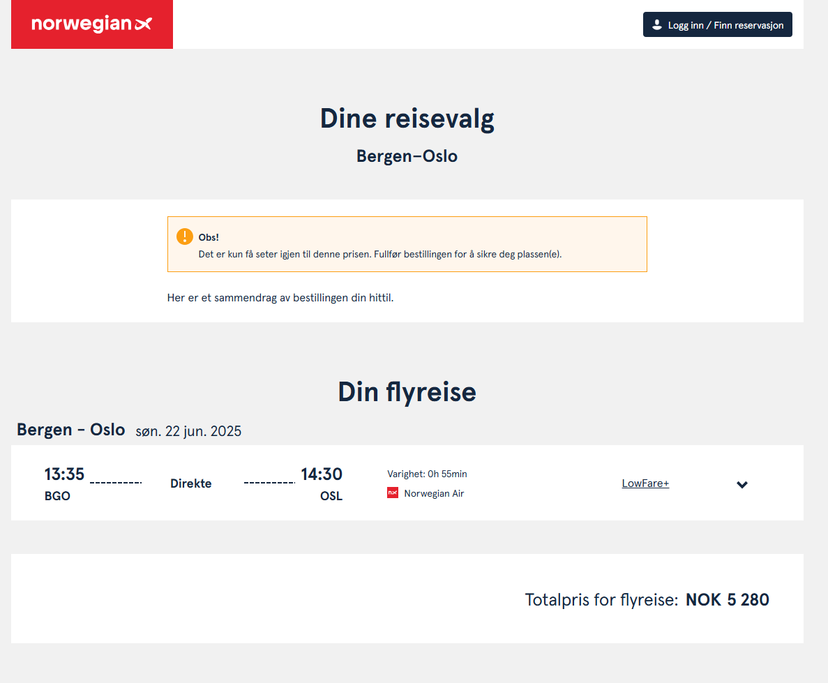ノルウェー国際航空で予約する２