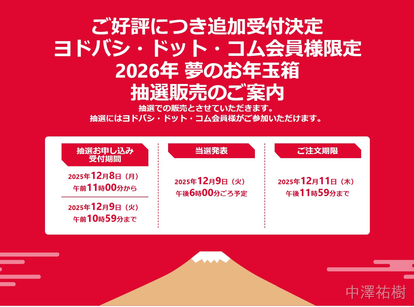 ヨドバシカメラの福袋「夢のお年玉箱2026」の倍率と当選結果（2回目 