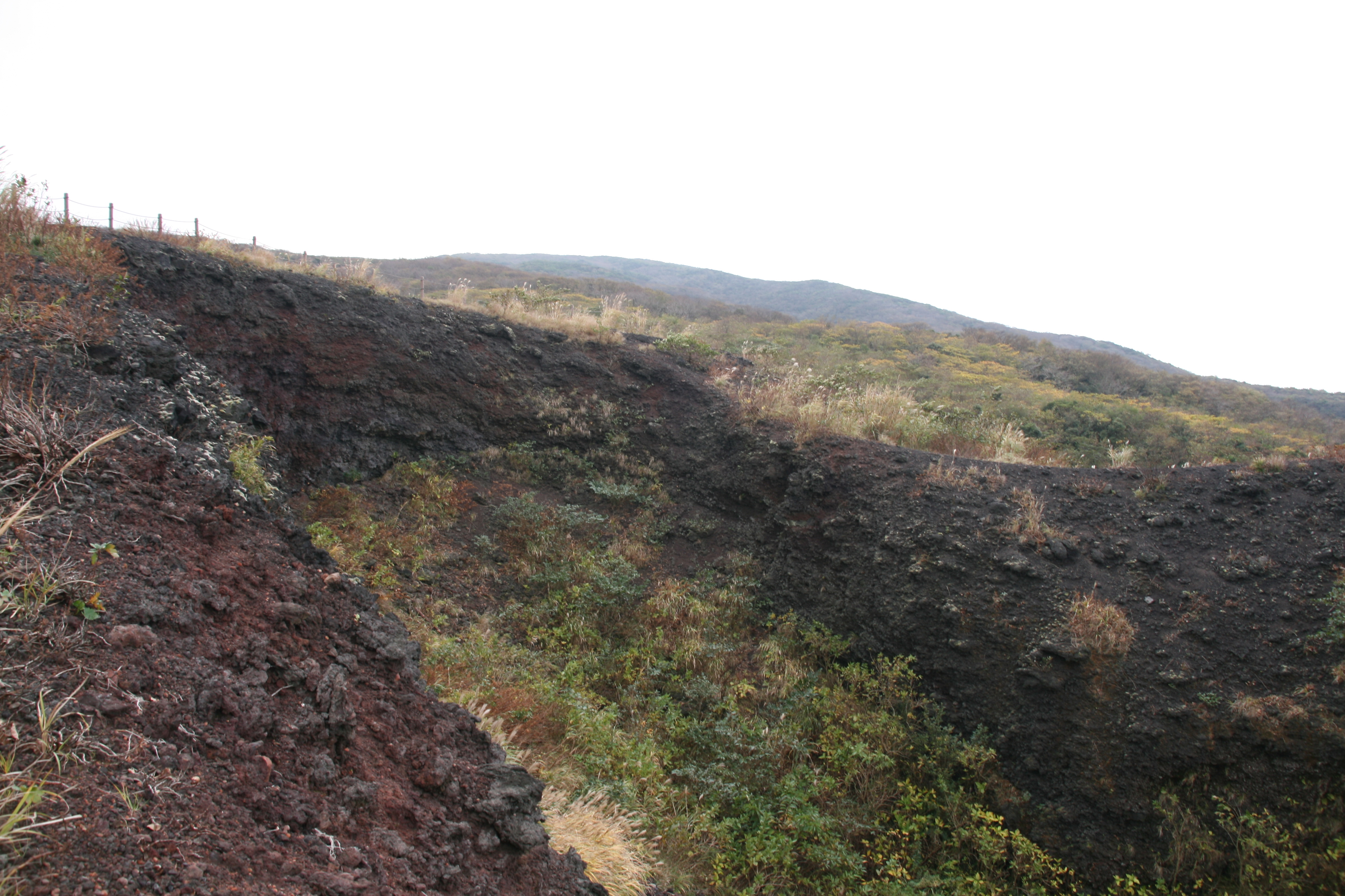 遊歩道の横の崖