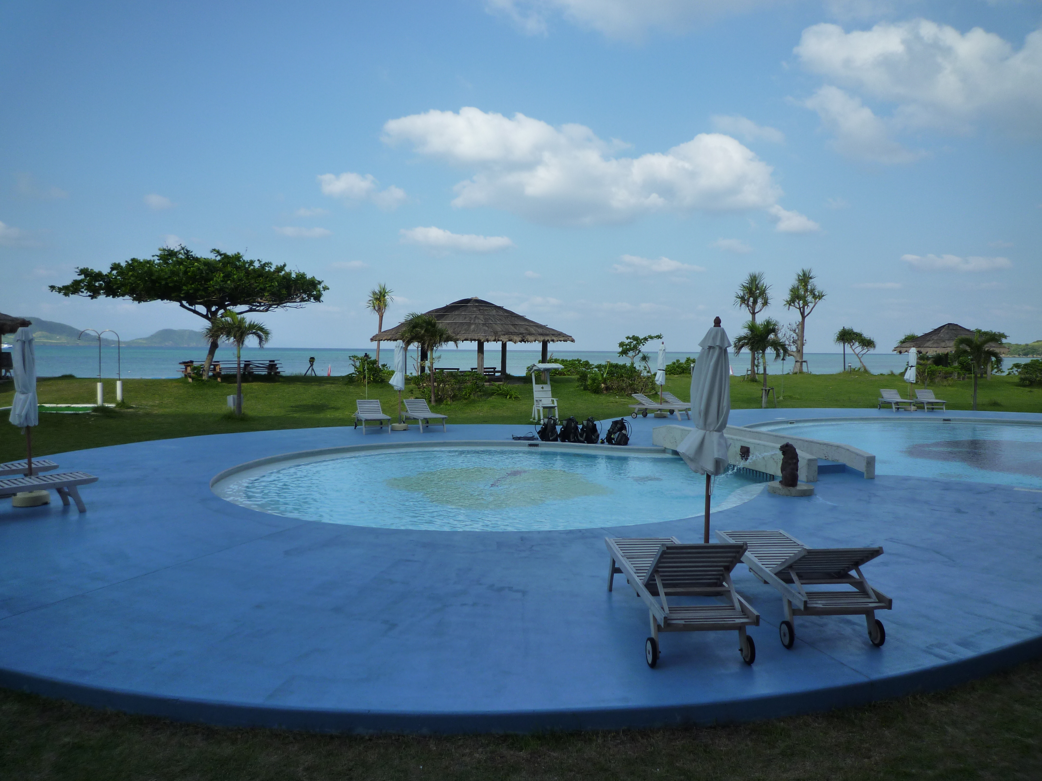 1階から見たプール