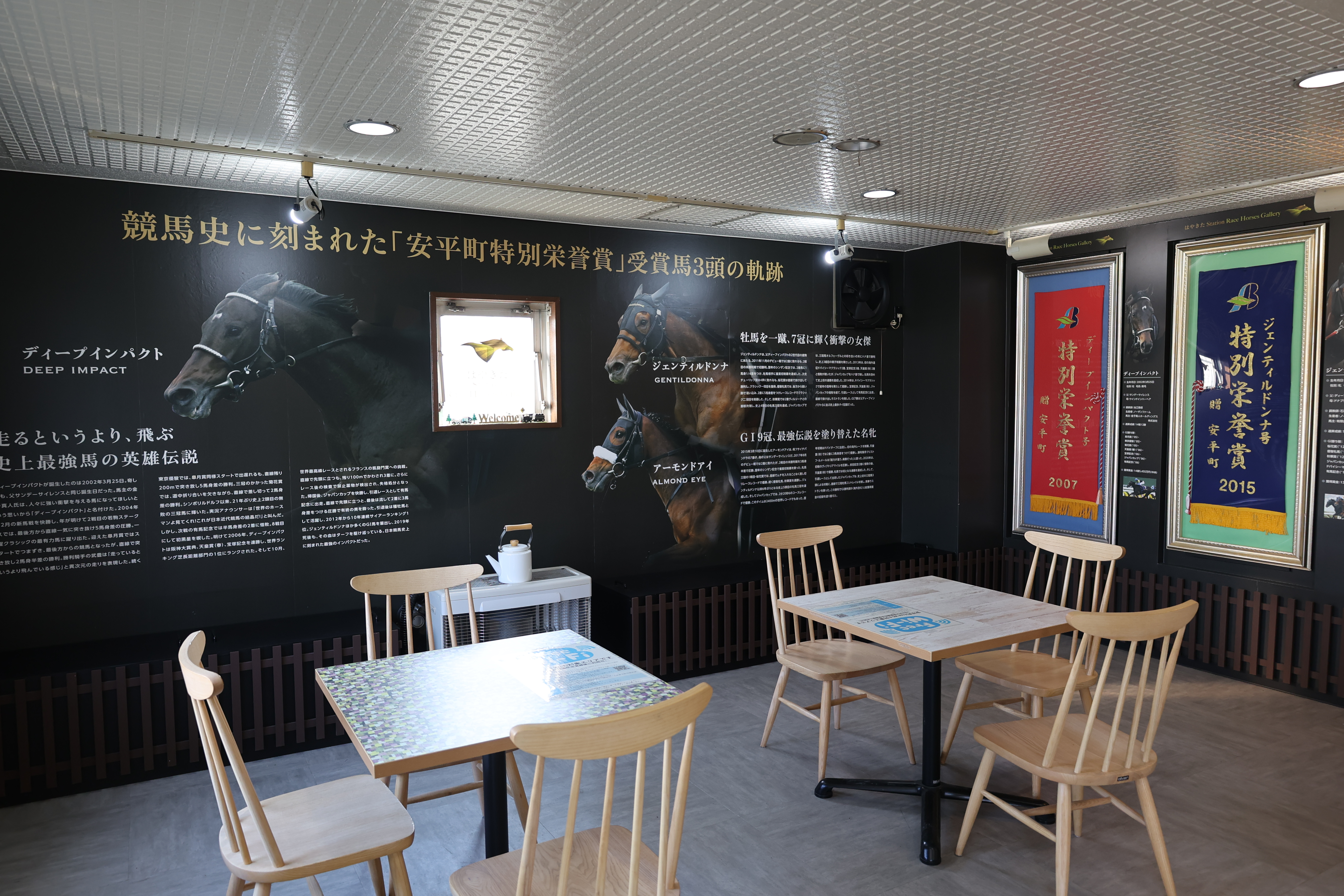 早来駅の競走馬の展示３