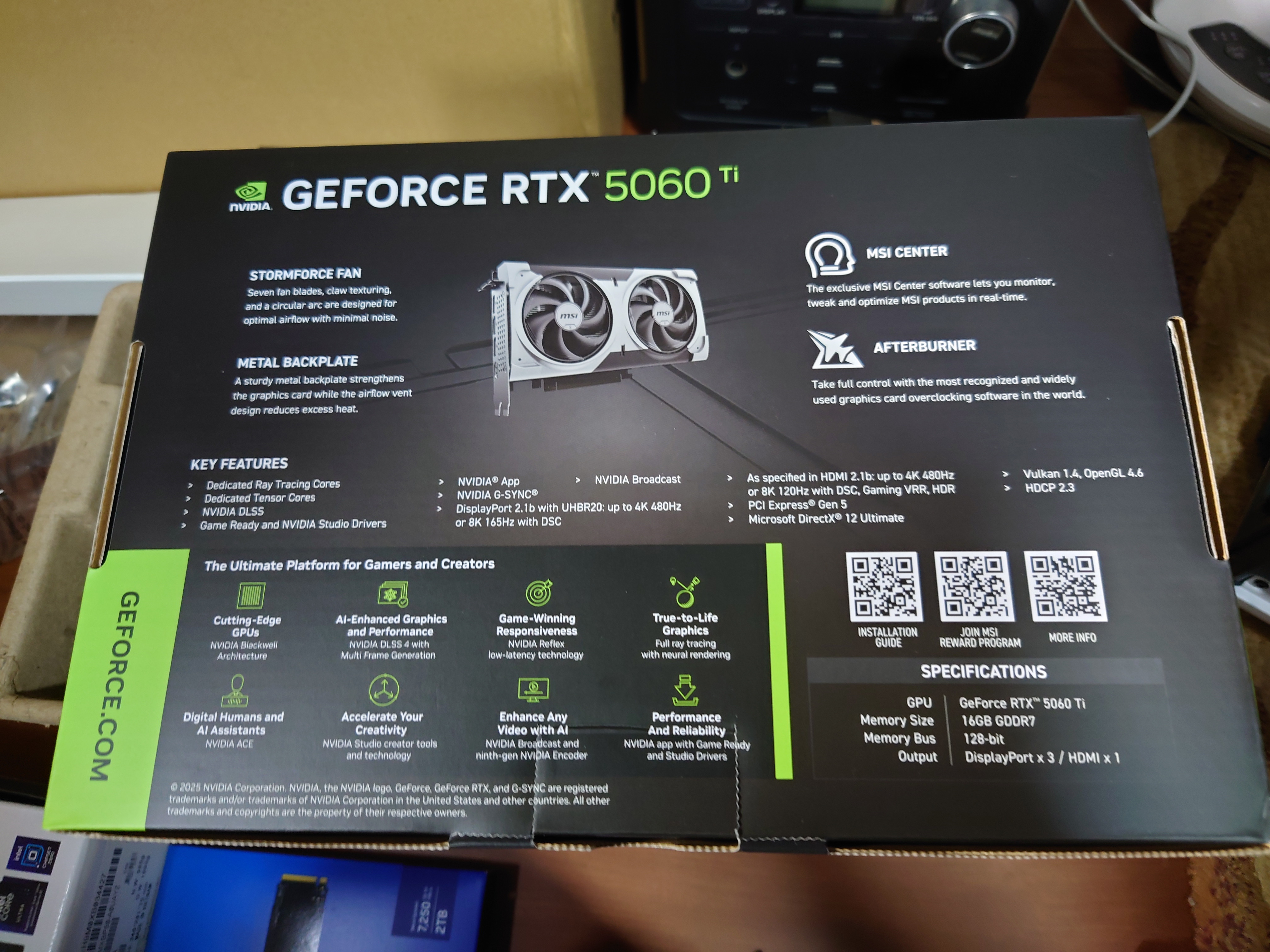 MSI「GeForce5060Ti16GB」裏
