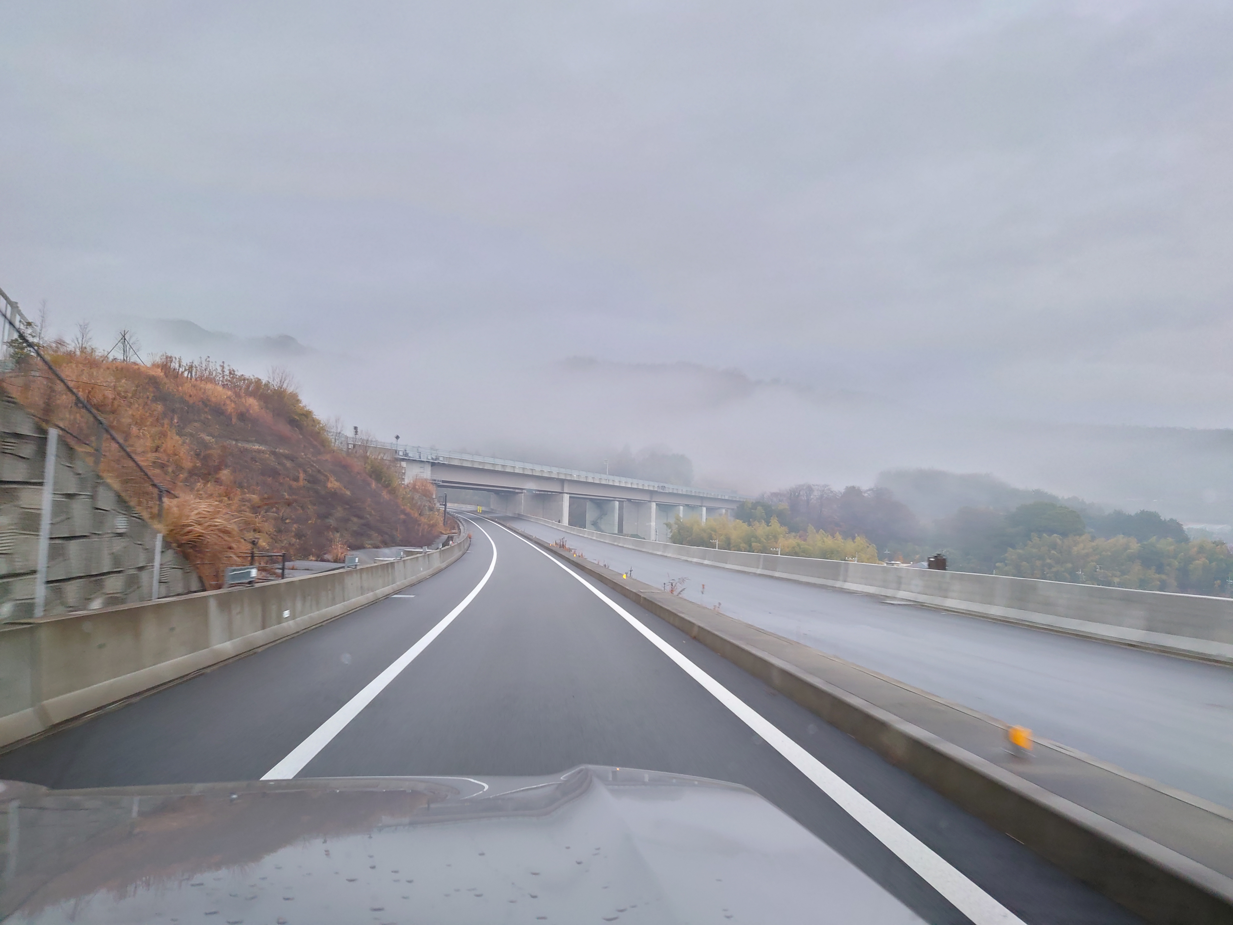 新秦野ICに繋がる道は霧がすごい