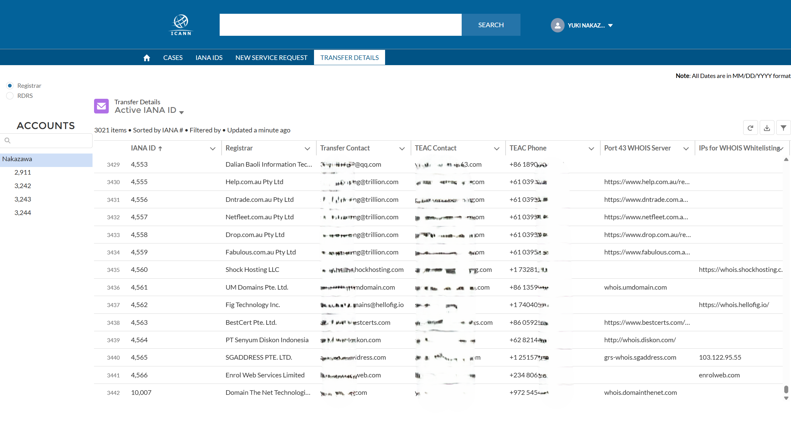 ICANNのIANAナンバーで、1万番台が増えている