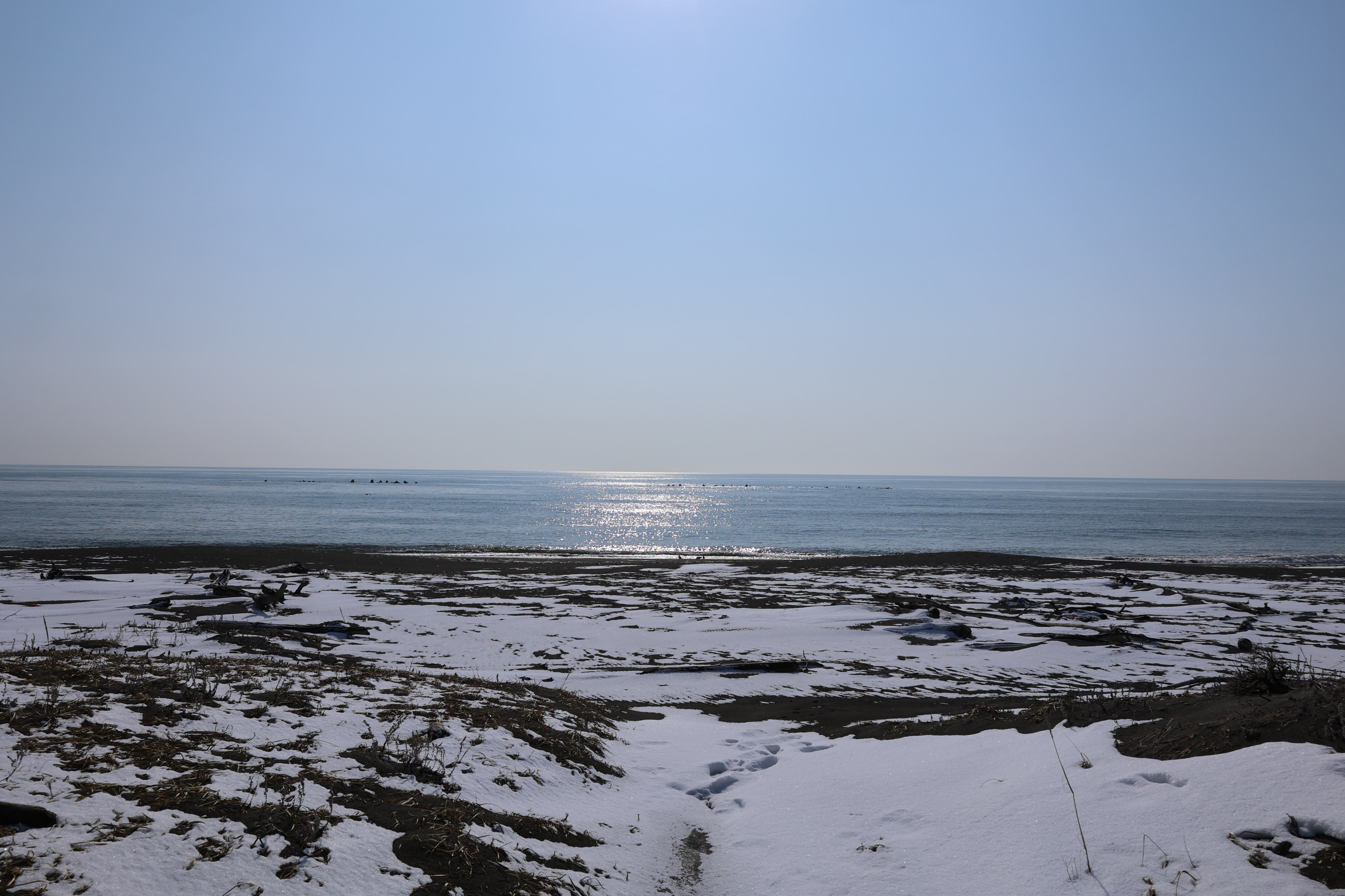 積雪が少しある海岸１