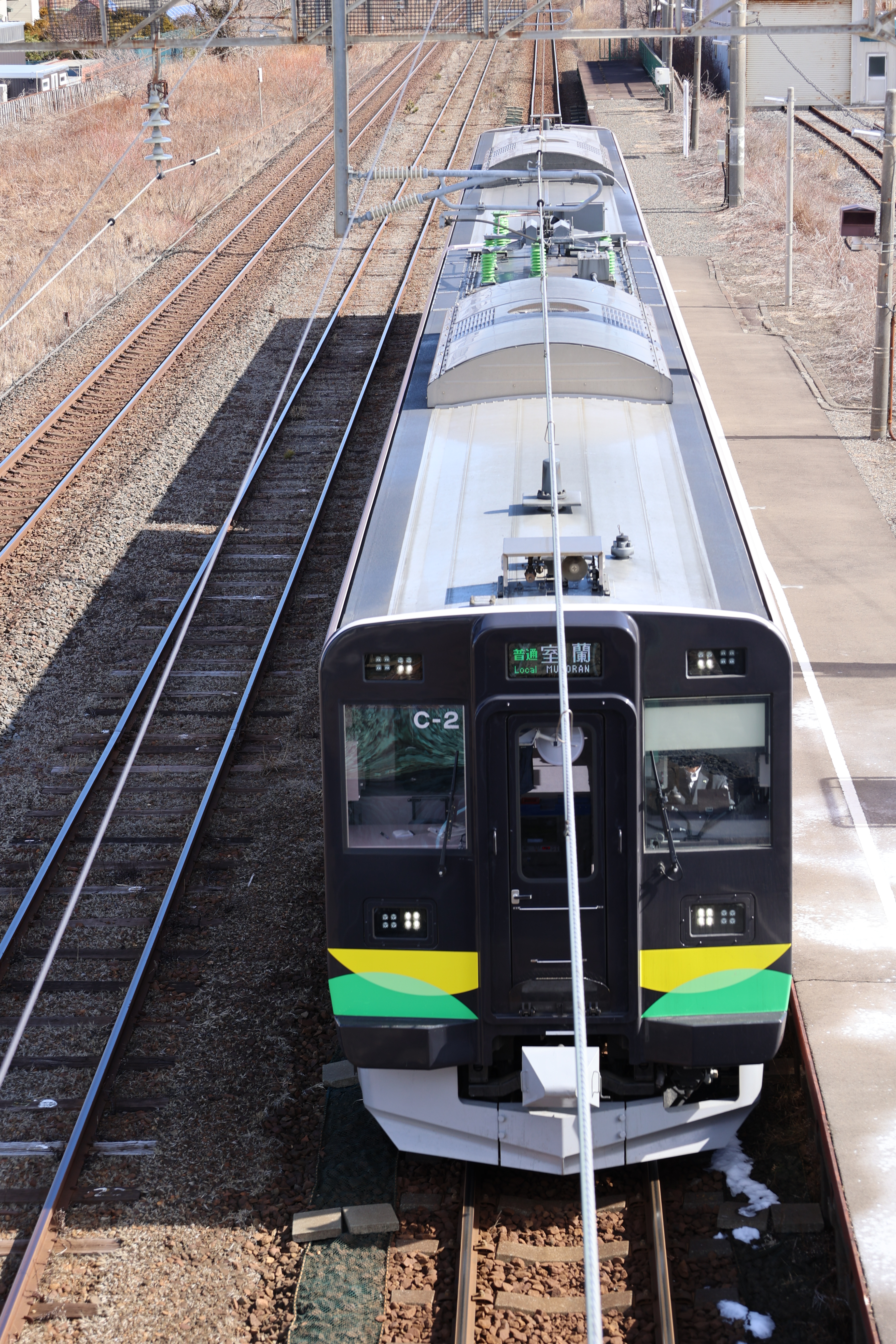 錦岡駅にて室蘭本線の各駅停車室蘭行き３